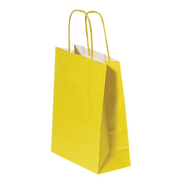 Χάρτινη Σακούλα Συσκευασίας Kraft Με Στριφτό Χεράκι Κίτρινη