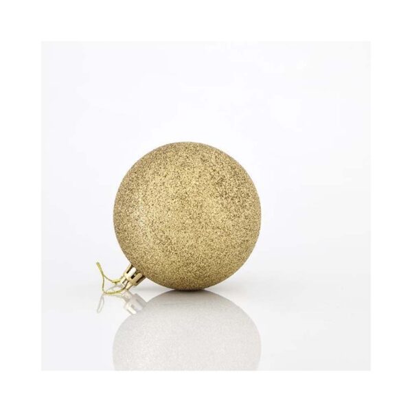 Χριστουγεννιάτικη Διακοσμητική Μπάλα Πλαστική Με Γκλίτερ Σετ 6 Τεμαχίων D8 cm Χρυσή