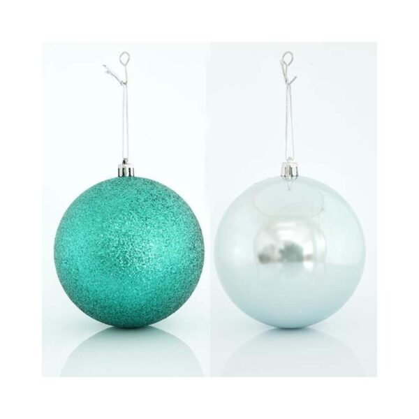 Χριστουγεννιάτικη Διακοσμητική Μπάλα Πλαστική Σετ 6 Τεμαχίων 2 Με Πέρλα 4 Με Γκλίτερ D10 cm Γαλάζιο