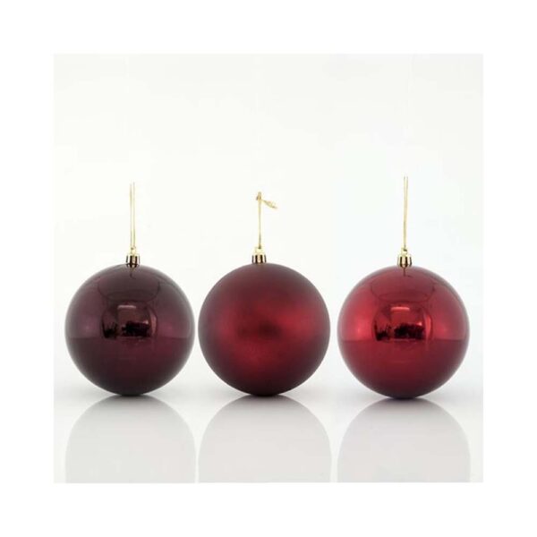 Χριστουγεννιάτικη Διακοσμητική Μπάλα Πλαστική Σετ 6 Τεμαχίων D8 cm Κόκκινη