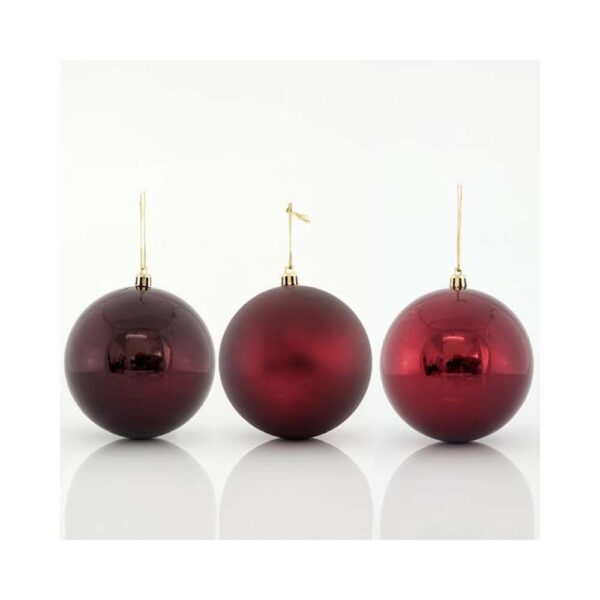 Χριστουγεννιάτικη Διακοσμητική Μπάλα Πλαστική Σετ 6 Τεμαχίων D10 cm Κόκκινη