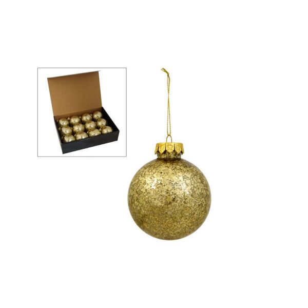 Χριστουγεννιάτικη Διακοσμητική Μπάλα Κρακελέ H8 cm Χρυσή