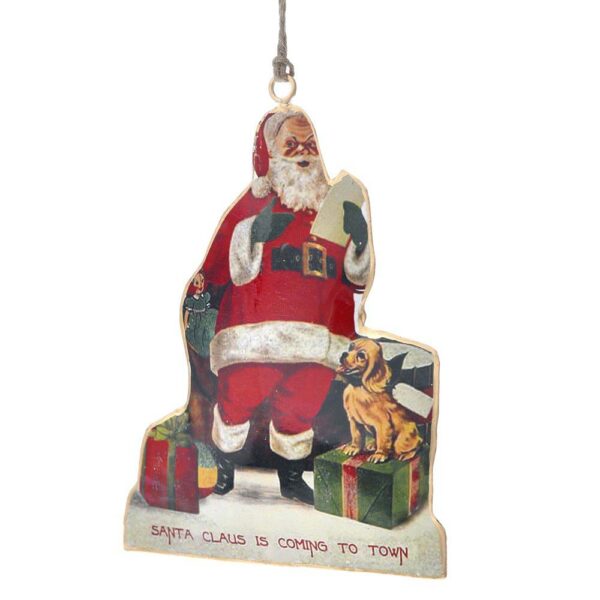 Χριστουγεννιάτικο Διακοσμητικό Μεταλλικό Στολίδι Άϊ Βασίλης Κρεμαστό H15xL14 cm