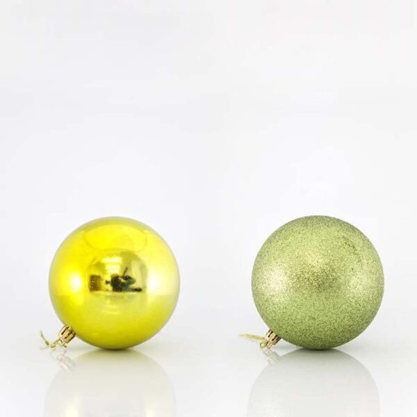 Χριστουγεννιάτικη Διακοσμητική Μπάλα Πλαστική Σετ 6 Τεμαχίων D10 cm Λαχανί