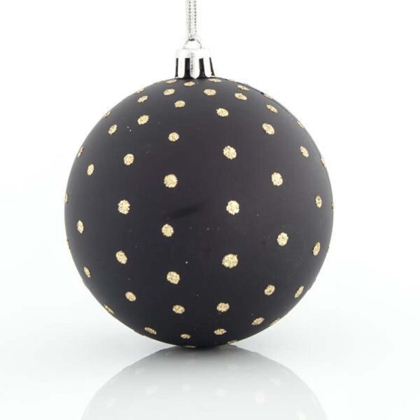 Χριστουγεννιάτικη Διακοσμητική Μπάλα Πλαστική Με Χρυσά Σχέδια Σετ 6 Τεμαχίων D8 cm Μαύρη