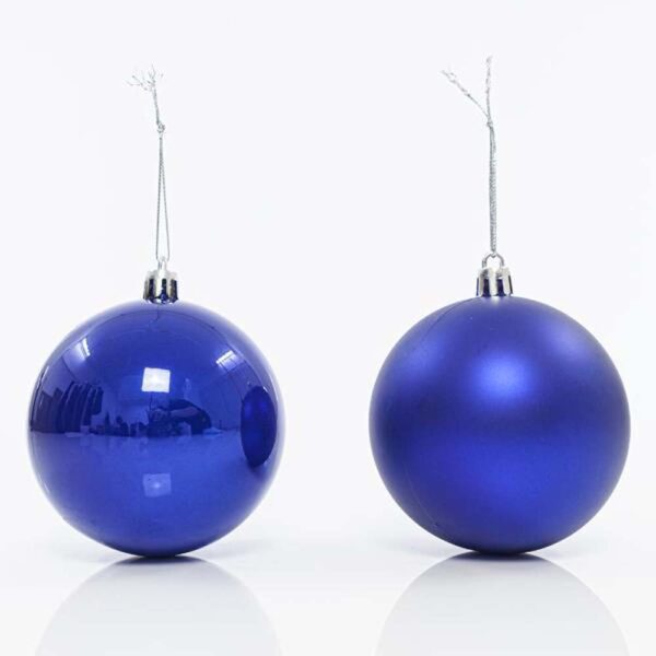 Χριστουγεννιάτικη Διακοσμητική Μπάλα Πλαστική Σετ 6 Τεμαχίων D8 cm Μπλε
