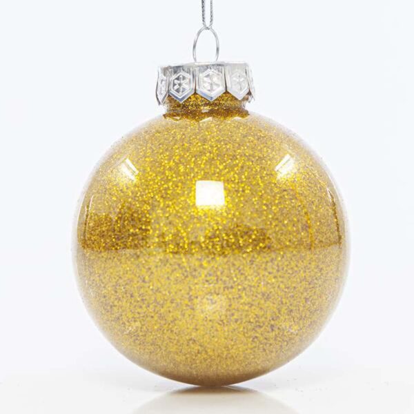 Χριστουγεννιάτικη Διακοσμητική Μπάλα Πλαστική Με Γκλίτερ Σετ 6 Τεμαχίων D8 cm Μπρονζέ