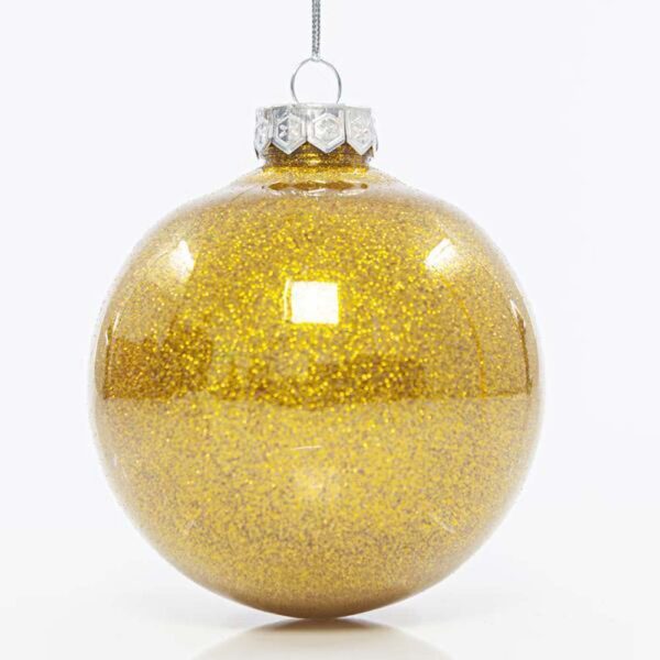 Χριστουγεννιάτικη Διακοσμητική Μπάλα Πλαστική Με Γκλίτερ Σετ 4 Τεμαχίων D10 cm Μπρονζέ