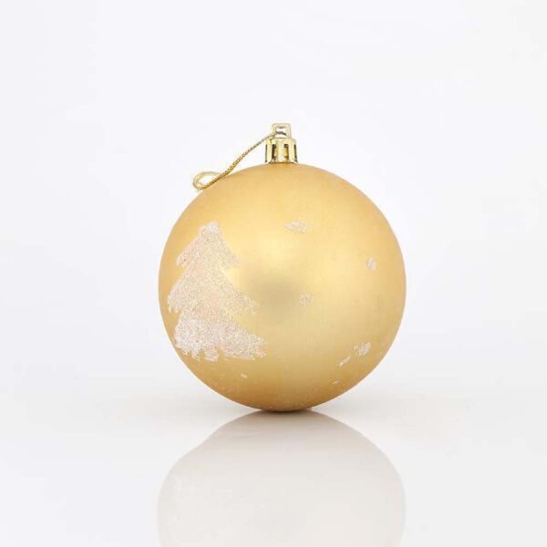 Χριστουγεννιάτικη Διακοσμητική Μπάλα Πλαστική Με Σχέδια Σετ 6 Τεμαχίων D8 cm Χρυσή