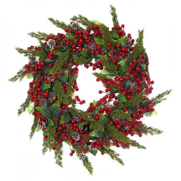 Χριστουγεννιάτικο Διακοσμητικό Στεφάνι Με Berries D33 cm
