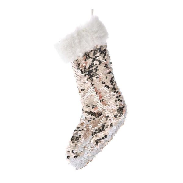 Χριστουγεννιάτικη Διακοσμητική Κάλτσα Κρεμαστή Με Πούλιες H21xL15 cm Χρυσή