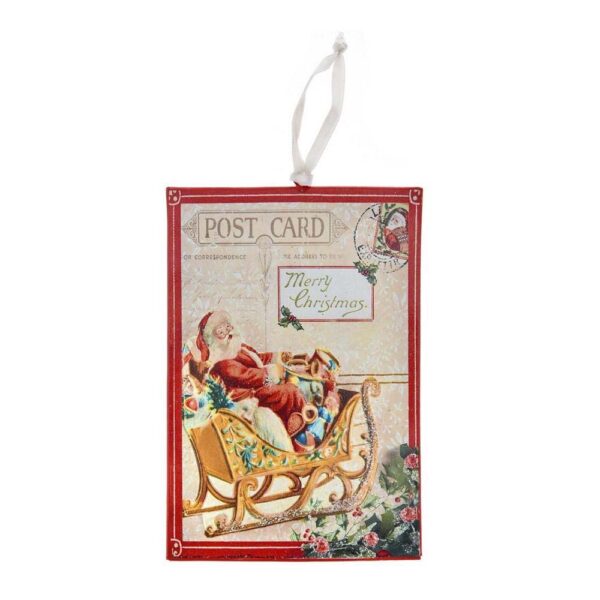 Χριστουγεννιάτικη Διακοσμητική Μεταλλική Κάρτα Με Άϊ Βασίλη Κρεμαστή H21xW13 cm