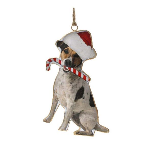 Χριστουγεννιάτικο Διακοσμητικό Μεταλλικό Στολίδι Σκυλάκι Κρεμαστό H10xL16 cm