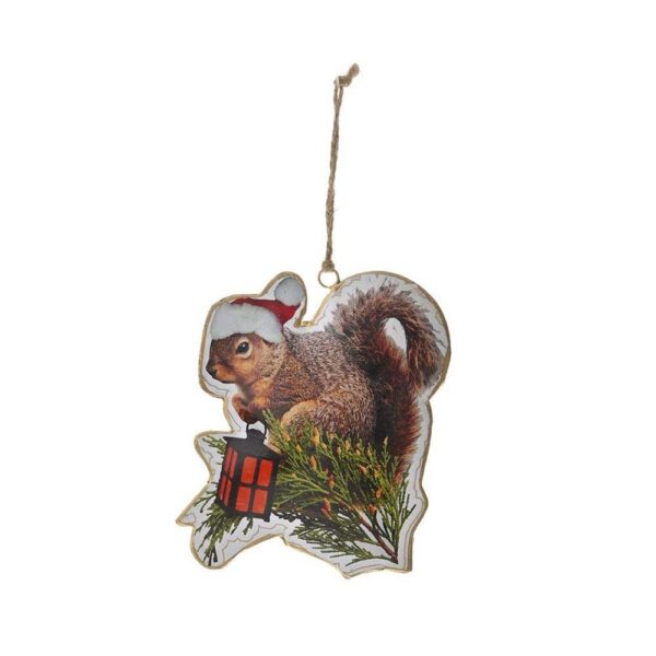 Χριστουγεννιάτικος Διακοσμητικός Μεταλλικός Σκίουρος Στολίδι Κρεμαστό H10xL16 cm