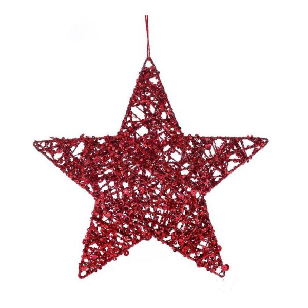 Χριστουγεννιάτικο Διακοσμητικό Κρεμαστό Αστέρι D20 cm Κόκκινο