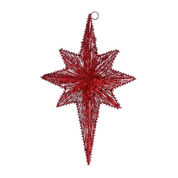 Χριστουγεννιάτικο Διακοσμητικό Κρεμαστό Αστέρι Της Βηθλεέμ H47xW30 cm Κόκκινο