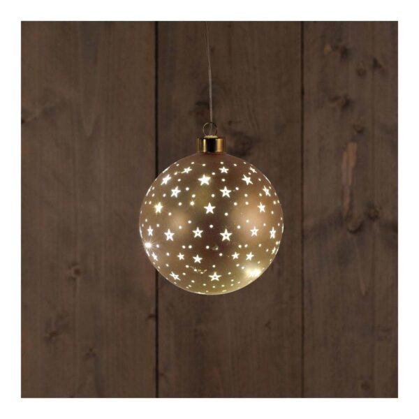 Χριστουγεννιάτικη Διακοσμητική Μπάλα Γυάλινη Οβάλ Με Αστέρια D12 cm Με Led Θερμό Λευκό Φως