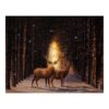 Χριστουγεννιάτικος Διακοσμητικός Πίνακας Εσωτερικού Χώρου Ελάφια H38xL48xD1.5 cm Με 1 Led - 42 Fiber