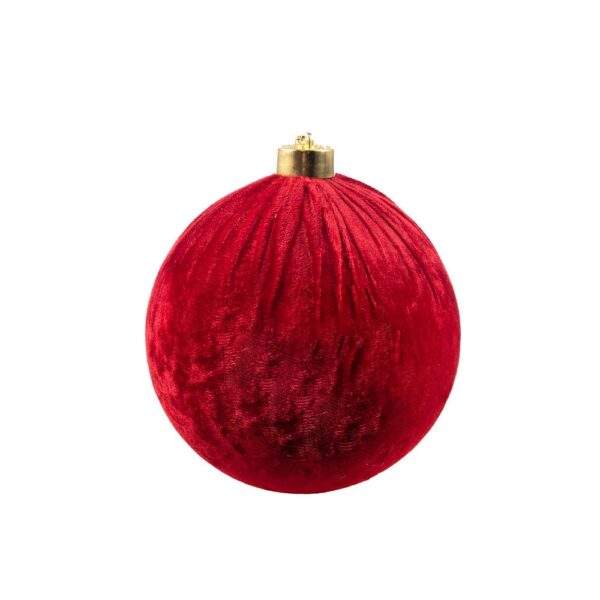 Χριστουγεννιάτικη Διακοσμητική Μπάλα Βελούδινη Σετ 2 Τεμαχίων D15 cm Κόκκινη