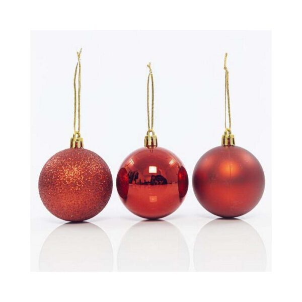 Χριστουγεννιάτικη Διακοσμητική Μπάλα Πλαστική Σετ 6 Τεμαχίων D6 cm Κόκκινη