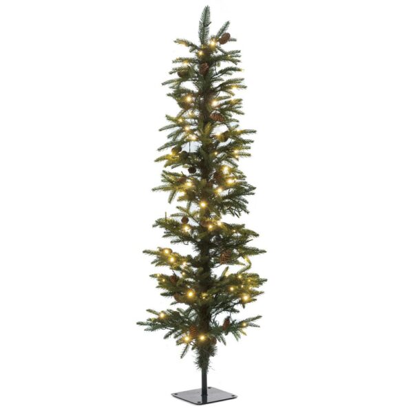 Χριστουγεννιάτικο Δέντρο Pre-Lit Pencil Pine Πράσινο Slim H90xD35 cm με 266 Άκρες Και 70 Λαμπάκια Led Λευκά - 74492