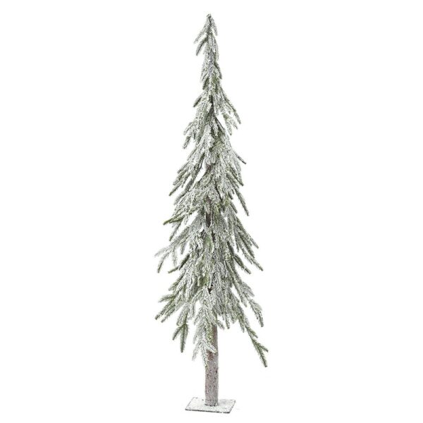 Χιονισμένο Χριστουγεννιάτικο Δέντρο Pencil Πράσινο Slim H150 cm με Ξύλινο Κορμό σε Μεταλλική Βάση - 83781