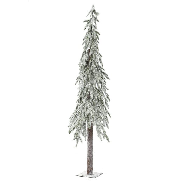 Χιονισμένο Χριστουγεννιάτικο Δέντρο Pencil Πράσινο Slim H180 cm με Ξύλινο Κορμό σε Μεταλλική Βάση - 83783