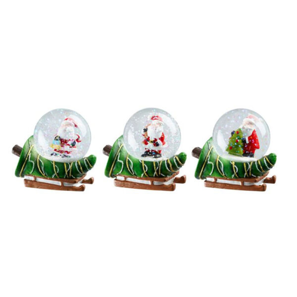 Χριστουγεννιάτικες Διακοσμητικές Νερόμπαλες Σετ 3 Τεμαχίων Η6 cm Πράσινες
