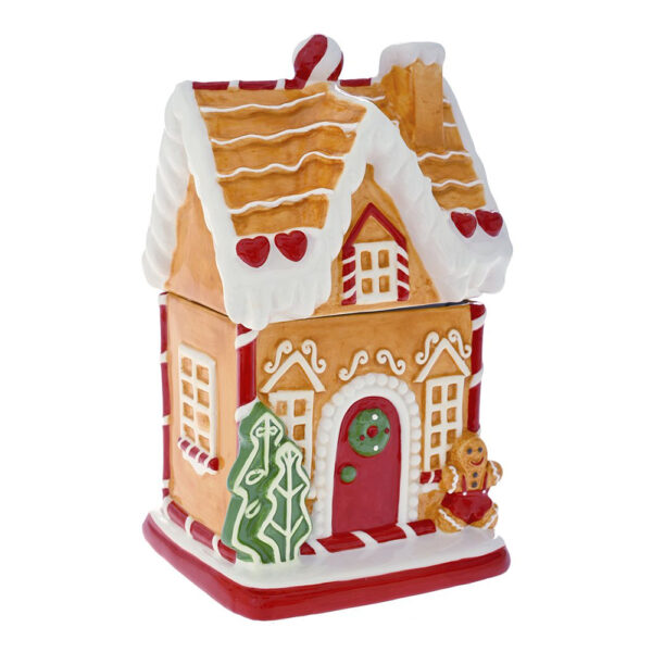 Χριστουγεννιάτικη Διακοσμητική Μπισκοτιέρα Κεραμική Gingerbread σε Σχήμα Σπιτάκι 16x14x27 cm Κίτρινη - 81582