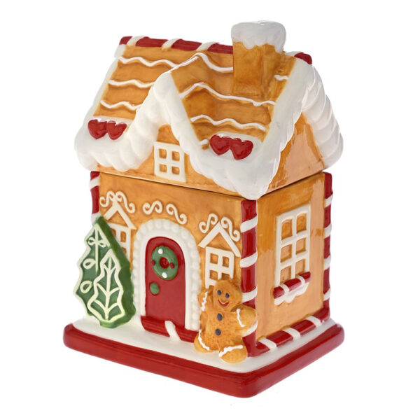 Χριστουγεννιάτικη Διακοσμητική Μπισκοτιέρα Κεραμική Gingerbread σε Σχήμα Σπιτάκι 13x11x19 cm Κίτρινη - 81583