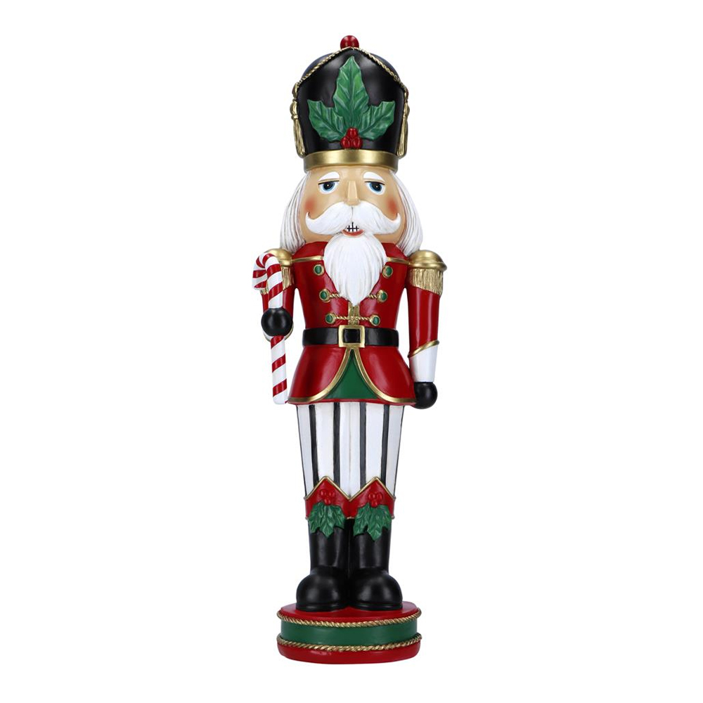 Χριστουγεννιάτικος Διακοσμητικός Καρυοθραύστης Με Ζαχαρωτό L15xW12xH46 cm Κόκκινος / Πράσινος