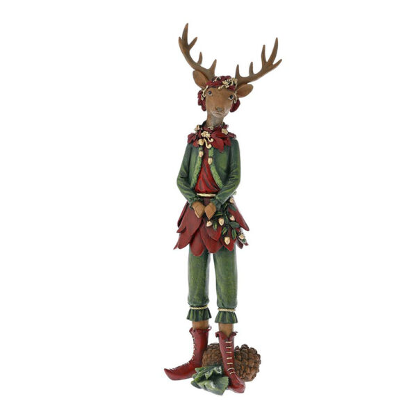 Χριστουγεννιάτικη Διακοσμητική Φιγούρα Ξωτικό Τάρανδος 14x13x46 cm Πράσινο-Κόκκινο - 78280