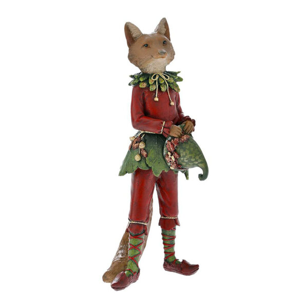 Χριστουγεννιάτικη Διακοσμητική Φιγούρα Ξωτικό Αλεπού 12x11x31 cm Πράσινο-Κόκκινο - 78281