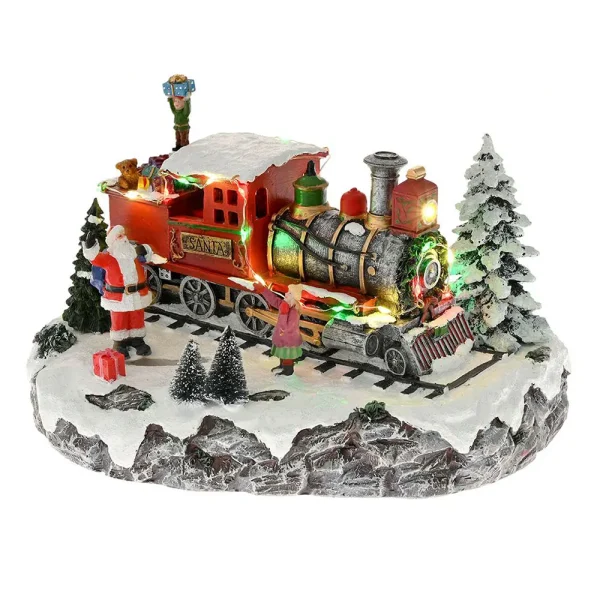 Χριστουγεννιάτικο Διακοσμητικό Τρένο Άι Βασίλη με Φως και Κίνηση 28x20x16 cm Ρεύματος - 78536