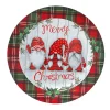 Χριστουγεννιάτικη Διακοσμητική Πιατέλα Στρογγυλή Πλαστική με Παράσταση με Νάνους D33 cm Λευκή-Κόκκινη - 81397