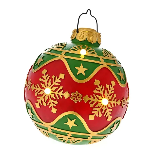 Χριστουγεννιάτικο Διακοσμητικό Στολίδι Μπάλα Φωτιζόμενη με Μπαταρία 31x31x33 cm Κόκκινη-Πράσινη - 82109