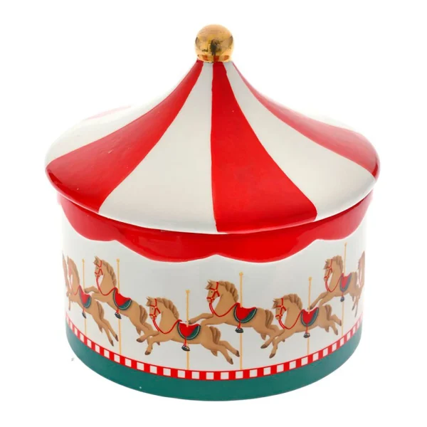Χριστουγεννιάτικη Μπισκοτιέρα Σε Σχήμα Τσίρκου Με Άλογα Πολύχρωμη 18Χ18Χ17 cm - 82257