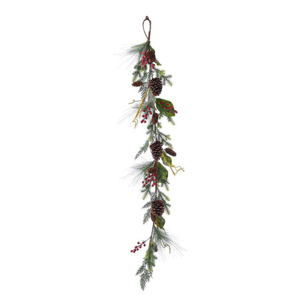 Χριστουγεννιάτικη Διακοσμητική Γιρλάντα Πράσινη Με Κόκκινα Berries/Κουκουνάρια 150 cm - 82406