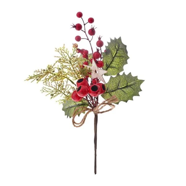 Χριστουγεννιάτικο Διακοσμητικό Κλαδί Με Κόκκινα Berries Και Αστέρι 38 cm - 82902