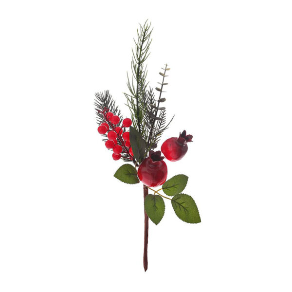 Χριστουγεννιάτικο Διακοσμητικό Πικ Με Κόκκινα Berries Και Ρόδι 38 cm - 82915