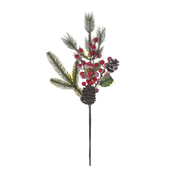Χριστουγεννιάτικο Διακοσμητικό Κλαδί Με Κόκκινα Χιονισμένα Berries 49 cm - 82926