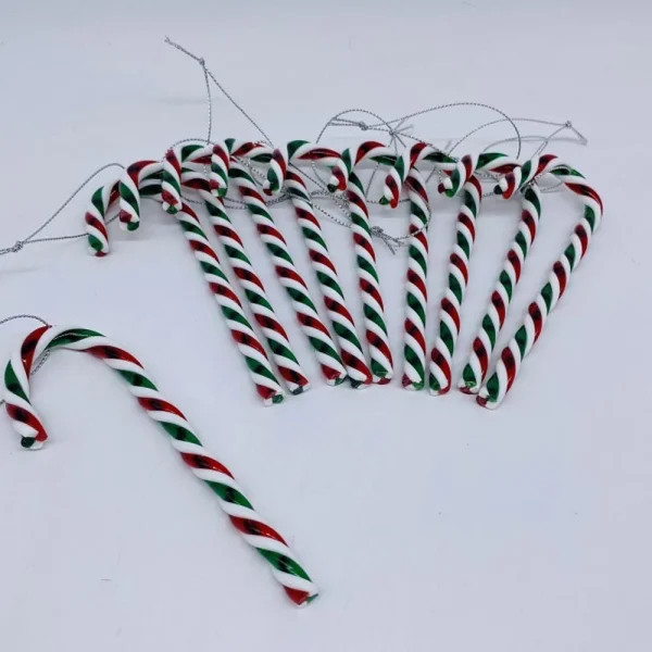 Χριστουγεννιάτικο Διακοσμητικό Μπαστουνάκια Ζαχαρωτά Πακέτο 10 τεμ 12 cm Κόκκινο/Λευκό/Πράσινο CD23-LH22003B