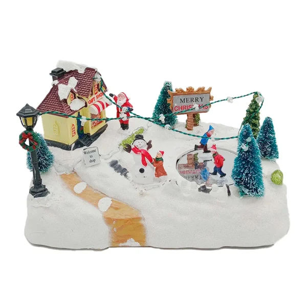 Χριστουγεννιάτικο Διακοσμητικό Χιονισμένο Σπίτι - Πατινάζ Μπαταρίας L25xW17xH15cm