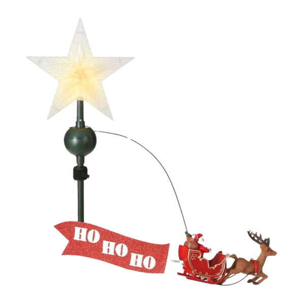 Χριστουγεννιάτικη Κορυφή Αστέρι & Έλκηθρο Άι-Βασίλη με Κίνηση και Φως L51xW12xH7cm