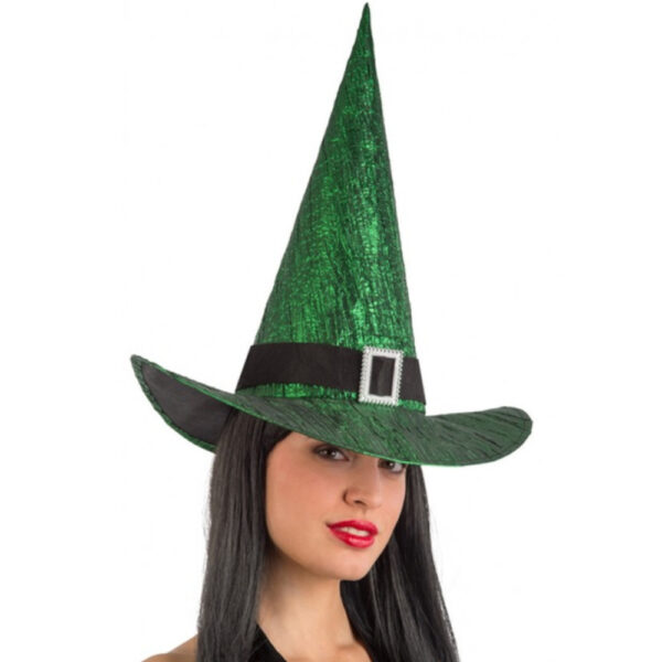 Αποκριάτικο Καπέλο Μάγισσας Πράσινο Μεταλιζέ