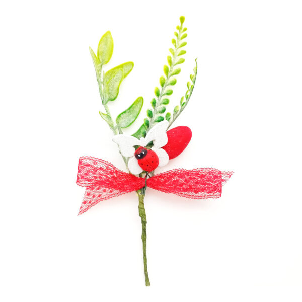 Στολισμός Κλαδάκι Κόκκινο με Λουλούδι και Πασχαλίτσες - ΣΛΕ-034
