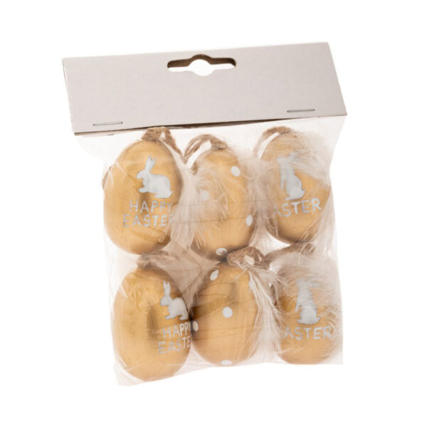Πασχαλινά Διακοσμητικά Αυγά με Φτερά Σετ 6τμχ 5cm Χρυσά