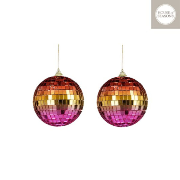 Χριστουγεννιάτικη Διακοσμητική Disco Ball Καθρέφτη Ιριζέ D10 cm Σετ 2τεμ