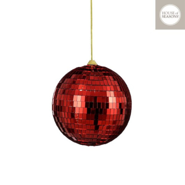 Χριστουγεννιάτικη Διακοσμητική Disco Ball Καθρέφτη Κόκκινη D15 cm