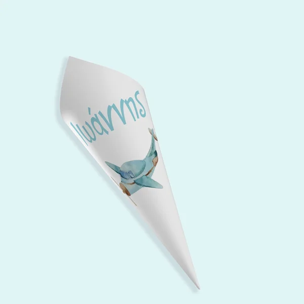 Χωνάκι Ζαχαρωτών Βάπτισης 145x145mm Θέμα Αεροπλανάκι Στην Πόλη